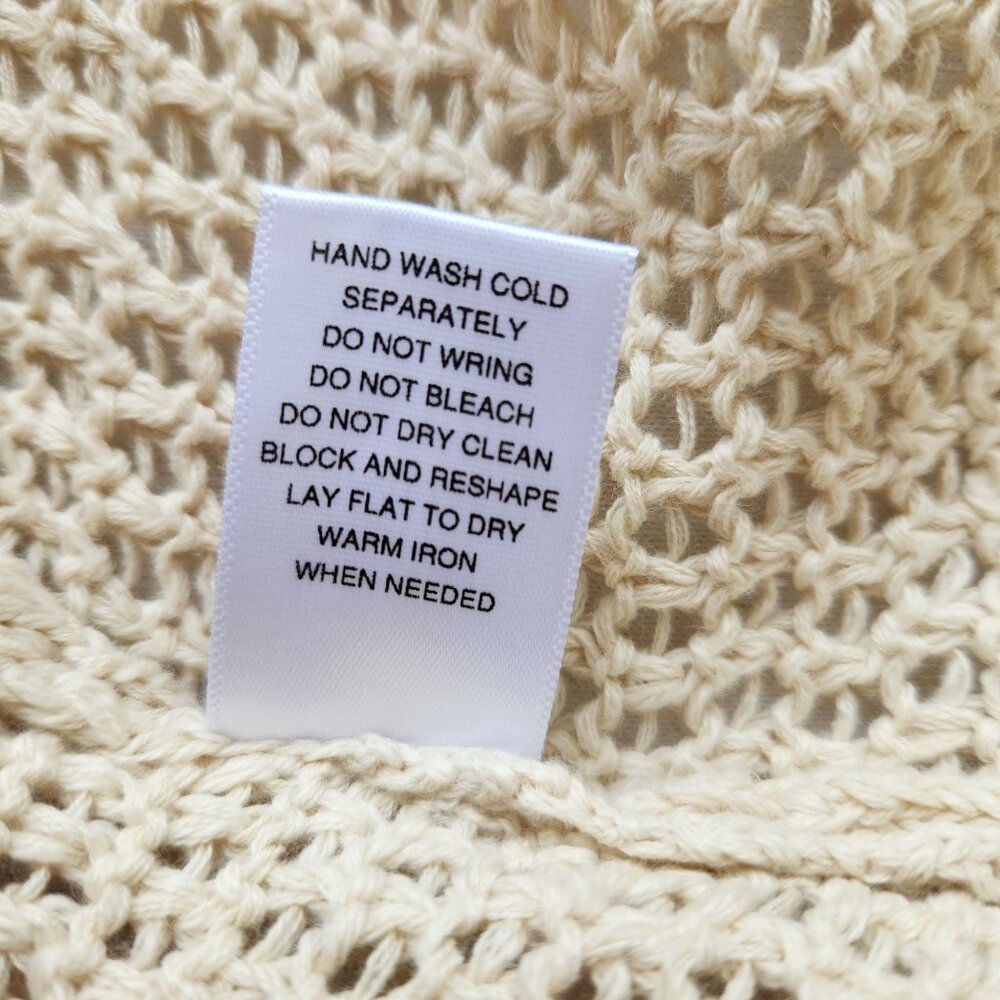 Michael Stars Crochet Fringe Knit Sleeveless Top Beige Soft Comfy Festival Boho - Picture 7 of 12